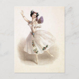 Vintage Ballerina met vleugelvleugels Briefkaart