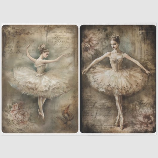 Vintage Ballerina Tissuepapier (Voorkant)