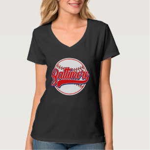 Vintage Baltimore-stadsgezicht honkbal voor mannen T-shirt