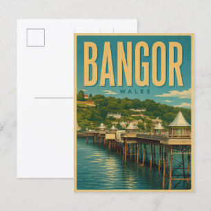 Vintage Bangor, Noord-Wales cadeaus en souvenirs Briefkaart