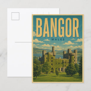 Vintage Bangor, Noord-Wales cadeaus en souvenirs Briefkaart