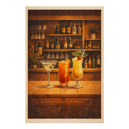 Vintage Bar Cocktails Retro Lounge Poster Kunst Perfect Poster