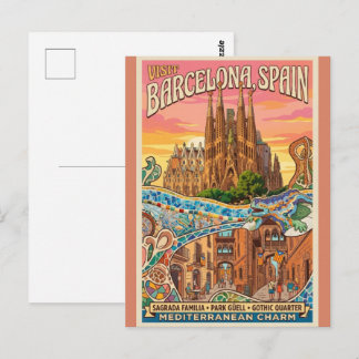 Vintage Barcelona Spain Travel Postcard - Sagrada  Briefkaart