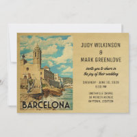 Vintage Barcelona Wedding Invitation Spanje