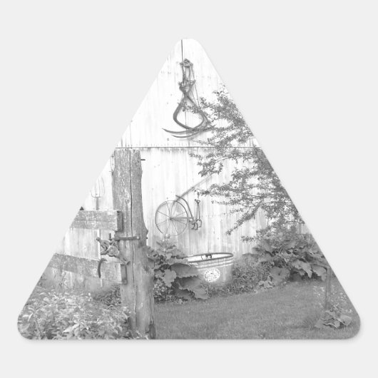 Vintage Barn Driehoek Sticker (Voorkant)