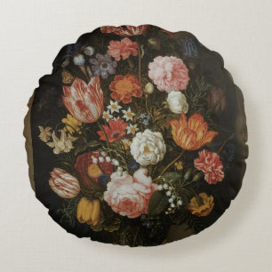 Vintage Barok, Bloemstuk door Bosschaert, Oudere Rond Kussen