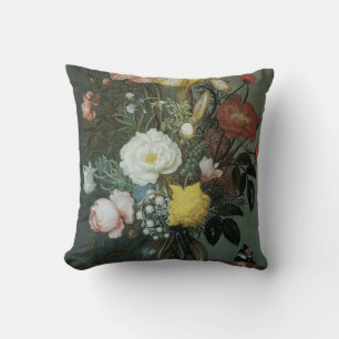Vintage Barok, Boeket Bloemen in Glazen Vaas Kussen
