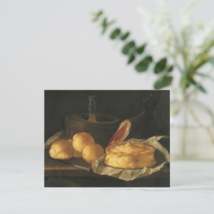 Vintage Barok Stilleven met Brood, Taart, Ham