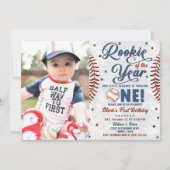Vintage Baseball 1er Anniversaire Photo Invitation (Devant)