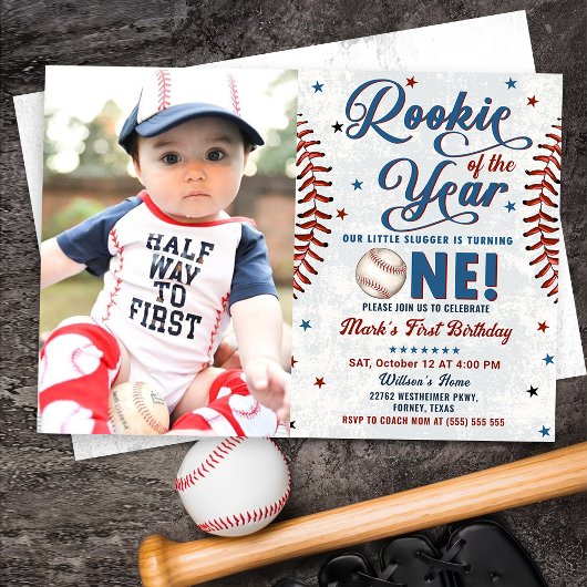 Vintage Baseball 1er Anniversaire Photo Invitation