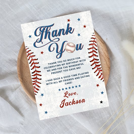 Vintage Baseball Boys Anniversaire Carte de remerc