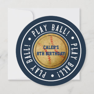 Vintage Baseball JOUER BALL Blue Party Invitation