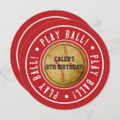 Vintage Baseball JOUER BALL Red Party Invitation (Devant / Derrière)