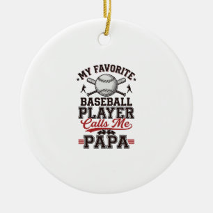 Vintage Baseball Papa Gravure Vectorontwerp_1 Keramisch Ornament