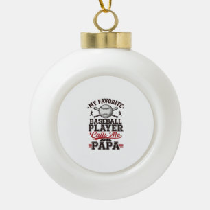 Vintage Baseball Papa Gravure Vectorontwerp_1 Keramische Bal Ornament