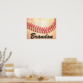 Vintage Baseball Player Custom Text Poster (Cuisine)