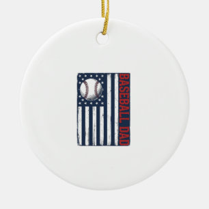 Vintage Baseball Vader Vlag Shirt Ontwerp_1 Keramisch Ornament