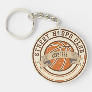 Vintage Basketbal Embleem Sleutelhanger