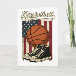 Vintage Basketbal USA Vlag Retro Sneaker Design Kaart