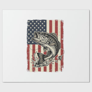 Vintage Bass Vissen Amerikaanse Vlag Shirt Ontwerp Cadeaupapier