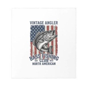 Vintage Bass Vissen Amerikaanse Vlag Shirt Ontwerp Notitieblok