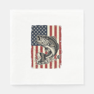 Vintage Bass Vissen Amerikaanse Vlag Shirt Ontwerp Servet