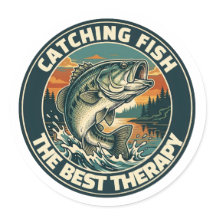 Vintage Bass Vissen Therapie Retro Badge