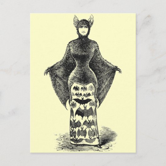 Vintage Bat Lady Briefkaart (Voorkant)