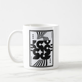 vintage bauhaus zwart en wit golvend geometrisch koffiemok