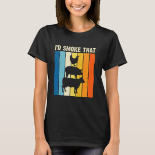Vintage BBQ Liefde Kip Varken Koe Die Ik Zou Roken T-shirt