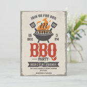 Vintage BBQ Party Grill Master Invitation (Debout devant)