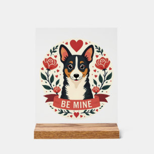 Vintage Be Mine Corgi Saint-Valentin Floral Art Po