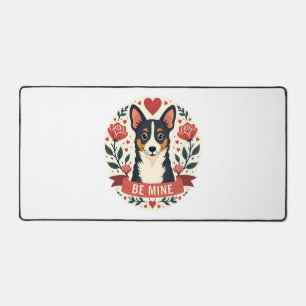 Vintage Be Mine Corgi Valentijns Bloemrijke Folk A Bureaumat