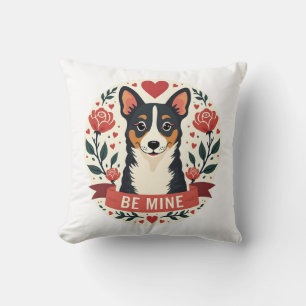 Vintage Be Mine Corgi Valentijns Bloemrijke Folk A Kussen