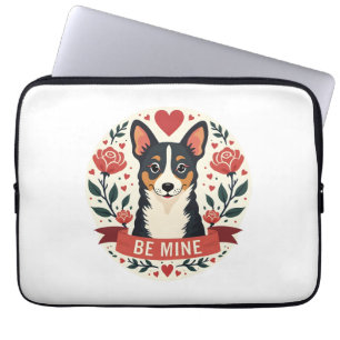 Vintage Be Mine Corgi Valentijns Bloemrijke Folk A Laptop Sleeve