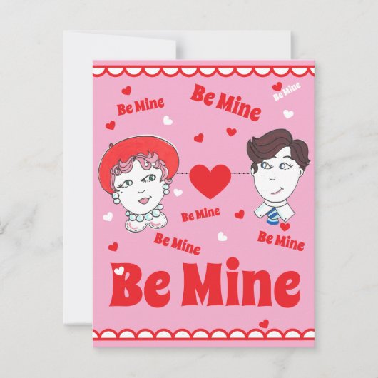 Vintage Be Mine Valentines Flat Card (Voorkant)