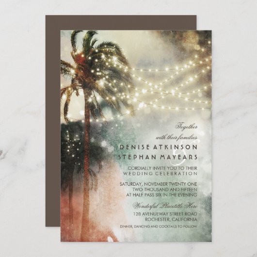 Vintage Beach Ancien Mariage Invitations (Devant / Derrière)