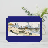 Vintage Beach Art Seascape Invitations personnalis (Debout devant)
