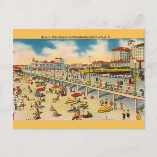 Vintage Beach et Boardwalk Ocean City Carte postal (Devant)