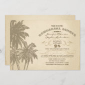 vintage beach palms répétition dîner invitations (Devant / Derrière)