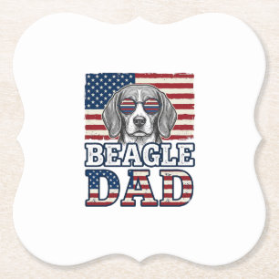 Vintage Beagle Vader Patriottisch Hond Shirt Ontwe Kartonnen Onderzetters