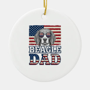 Vintage Beagle Vader Patriottisch Hond Shirt Ontwe Keramisch Ornament