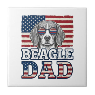 Vintage Beagle Vader Patriottisch Hond Shirt Ontwe Tegeltje