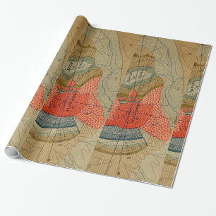 Vintage Bear Butte Circus Platte Kaart Cadeaupapier