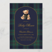 Vintage Bear Plaid Baby Shower Invitation (Devant)
