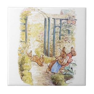 Vintage Beatrix Potter, Bunnies, keramische tegel Tegeltje