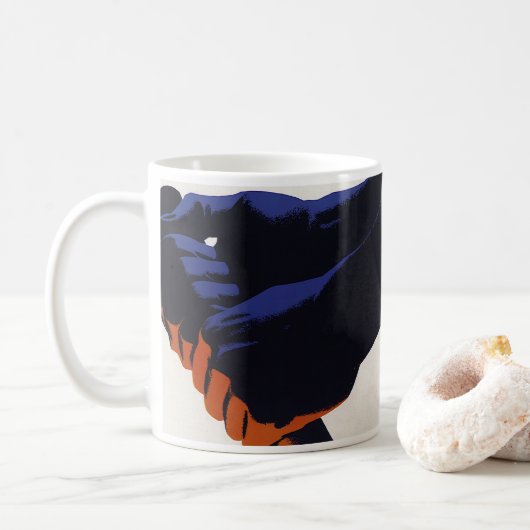 Vintage bedrijfsfabriek, productie koffiemok (Met donut)