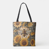 Vintage Bee and Sunflowers  Draagtas (Achterkant)