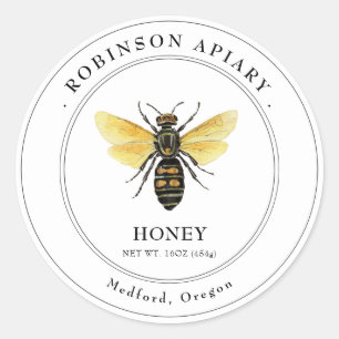 Vintage Bee Honey Jar étiquette