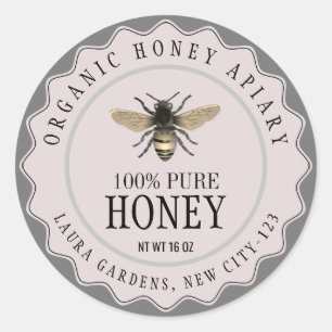 Vintage Bee Honey Jar Étiquette personnalisé